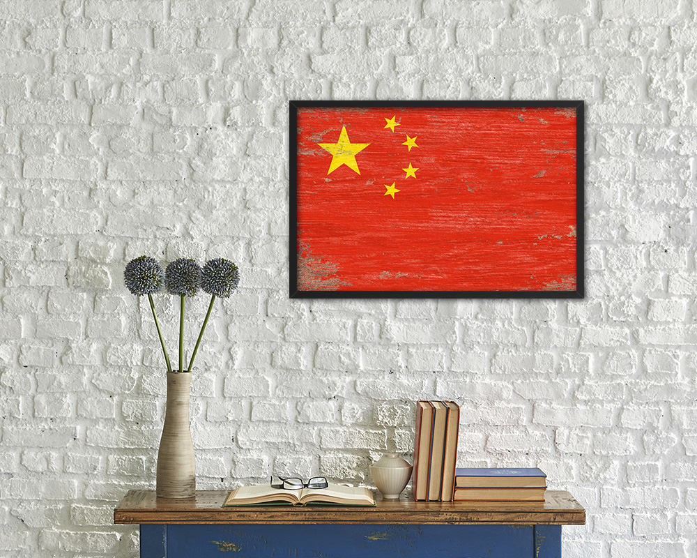 China Shabby Chic Country Flag Wood Framed Print Wall Art Decor Gifts