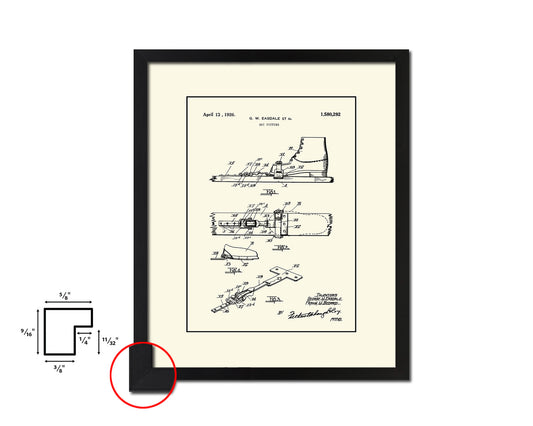 Ski Fitting Sports Vintage Patent Artwork Black Frame Print Gifts