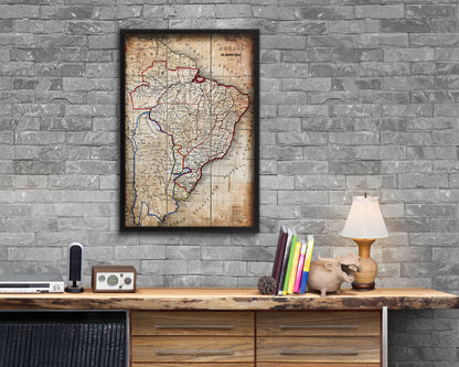 Brazil Antique Map Wood Framed Print Art Wall Decor Gifts