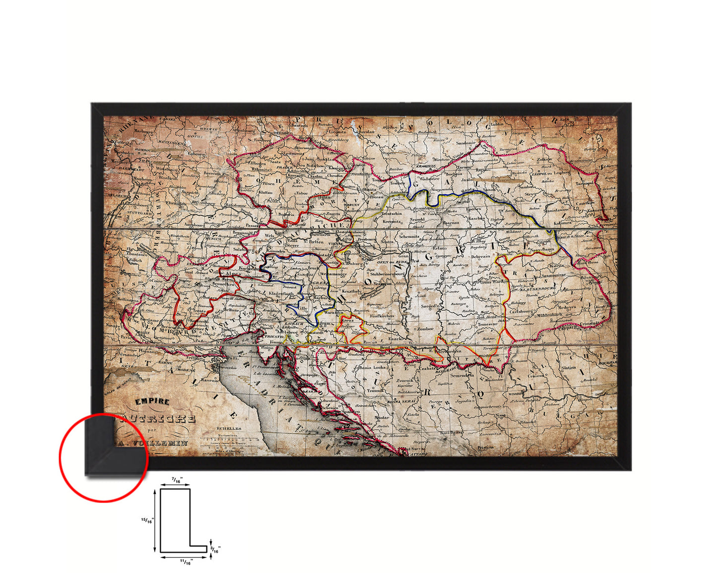 Austria Hungary Antique Map Framed Print Art Wall Decor Gifts