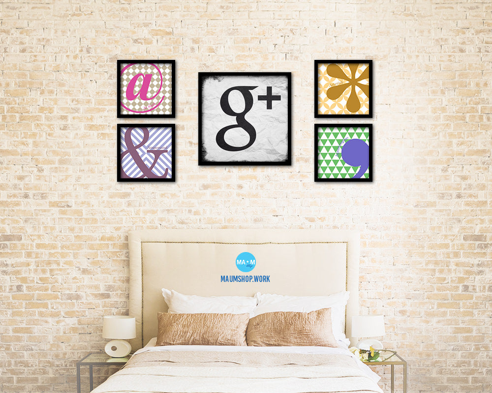 Google Plus Social Media Symbol Icons logo Wood Framed Print Home Decor Wall Art Gifts