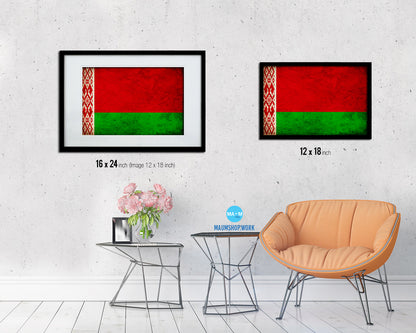 Belarus Country Vintage Flag Wood Framed Print Wall Art Decor Gifts