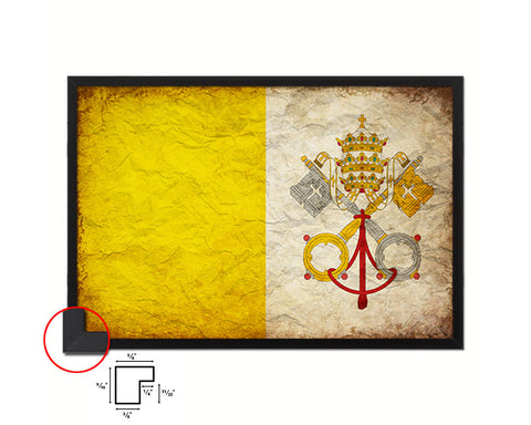 Vatican City Country Vintage Flag Wood Framed Print Wall Art Decor Gifts