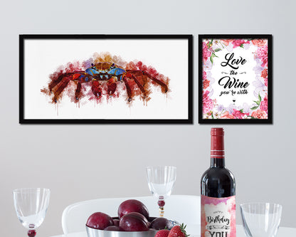 Crab Fish Art Wood Frame Modern Restaurant Sushi Wall Decor Gifts, 10" x 20"