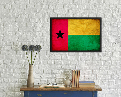 Guinea Bissau Country Vintage Flag Wood Framed Print Wall Art Decor Gifts