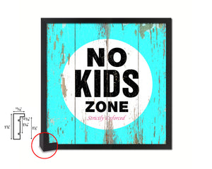 No Kids Zone Shabby Chic Sign Wood Framed Art Paper Print Wall Decor Gifts