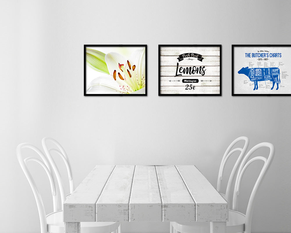 Fresh Fruit Lemons Vintage Sign Fine Art Paper Prints Wood Frame Wall Art Decor Gifts