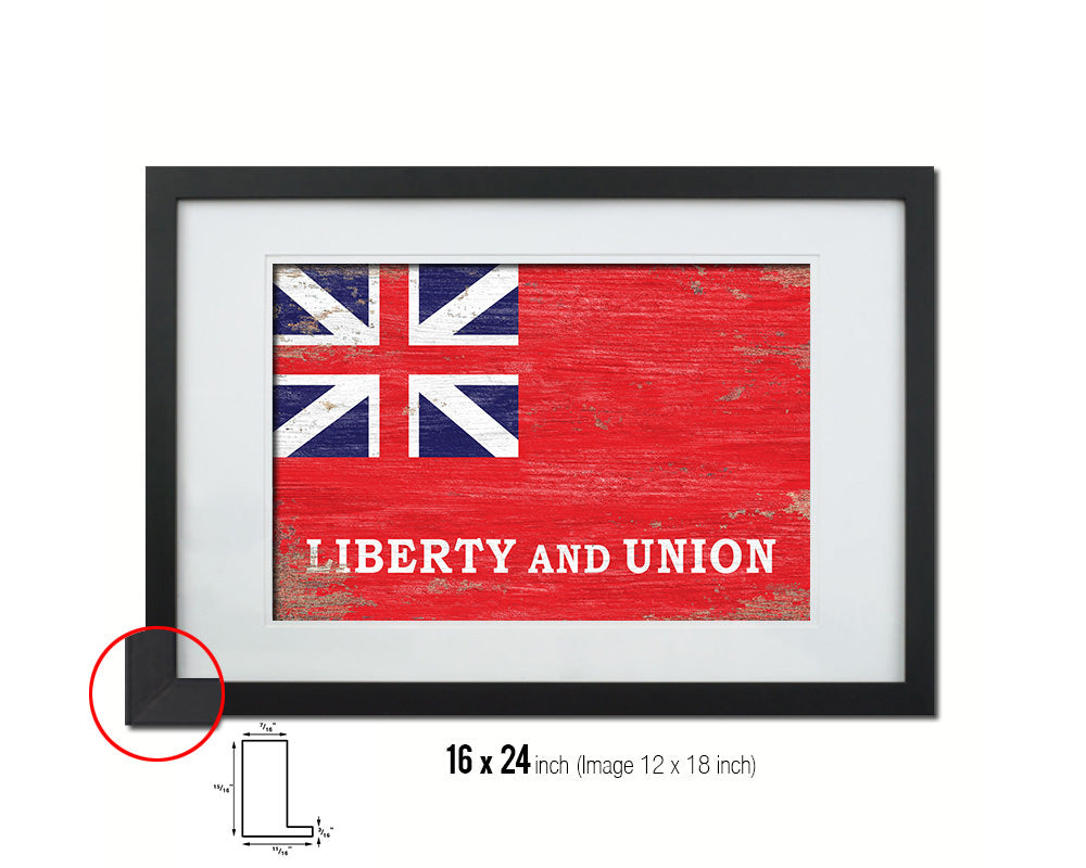 Liberty and Union Shabby Chic Military Flag Framed Print Decor Wall Art Gifts