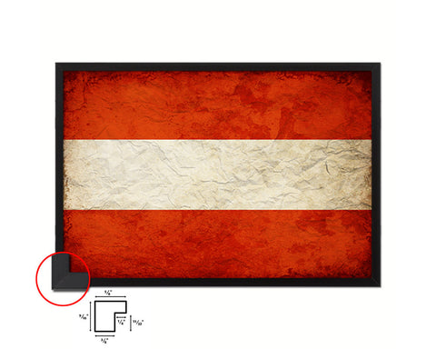 Austria Country Vintage Flag Wood Framed Print Wall Art Decor Gifts