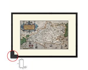 Dorset Atlas England Wales Christopher Saxton Old Map Framed Print Art Wall Decor Gifts
