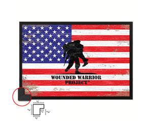 Wounded Warrior Project American Shabby Chic Military Flag Framed Print Decor Wall Art Gifts