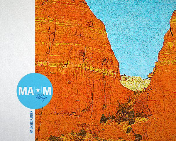 Sedona Arizona Redstone Cliffs Landscape Painting Print Art Frame Home Wall Decor Gifts