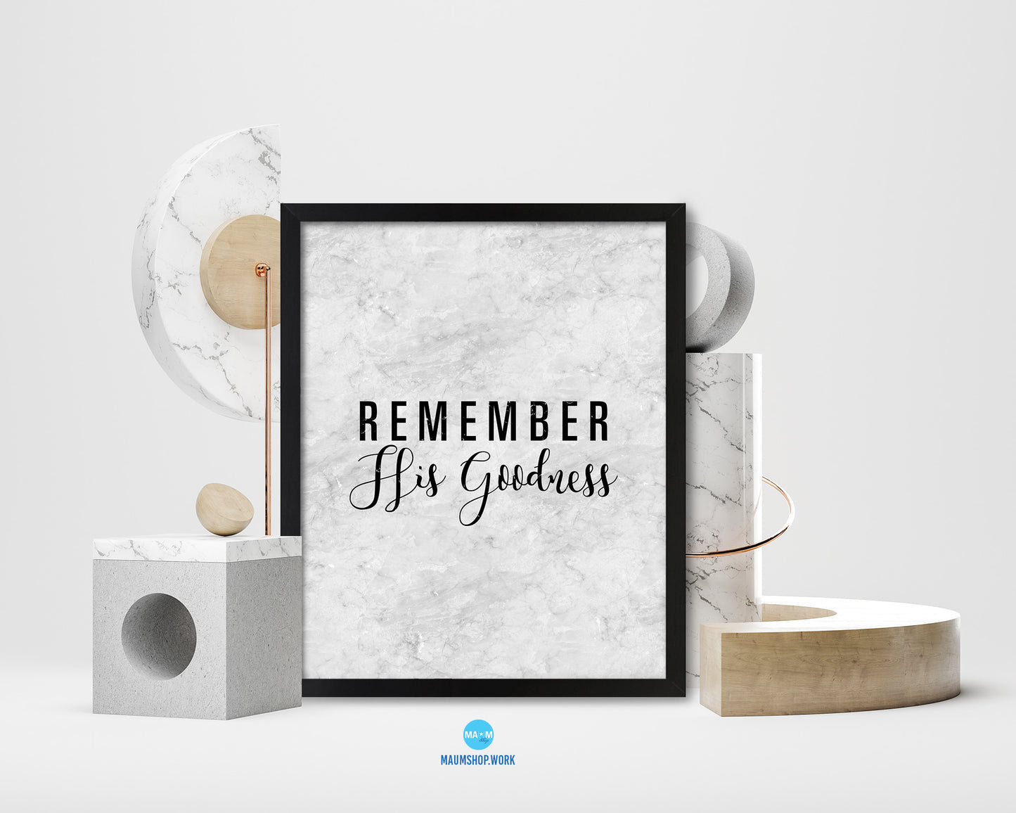 Remember His Goodness Quote Framed Print Wall Art Decor Gifts