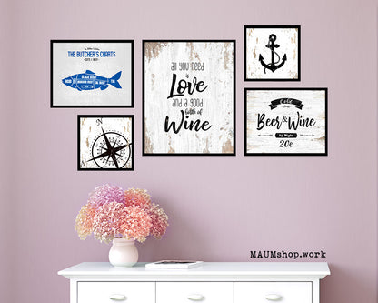 All you need is love and a good bottle Quote Wood Framed Print Wall Decor Art Gifts