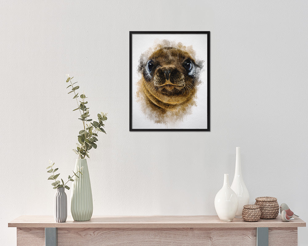 Sea Lion Animal Painting Print Framed Art Home Wall Decor Gifts