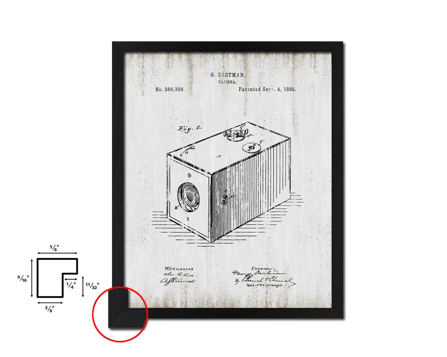 Eastman Photographic Camera Vintage Patent Artwork Black Frame Print Wall Art Decor Gifts