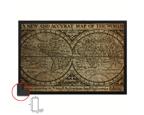World John Speed 1635 Vintage Map Framed Print Art Wall Decor Gifts
