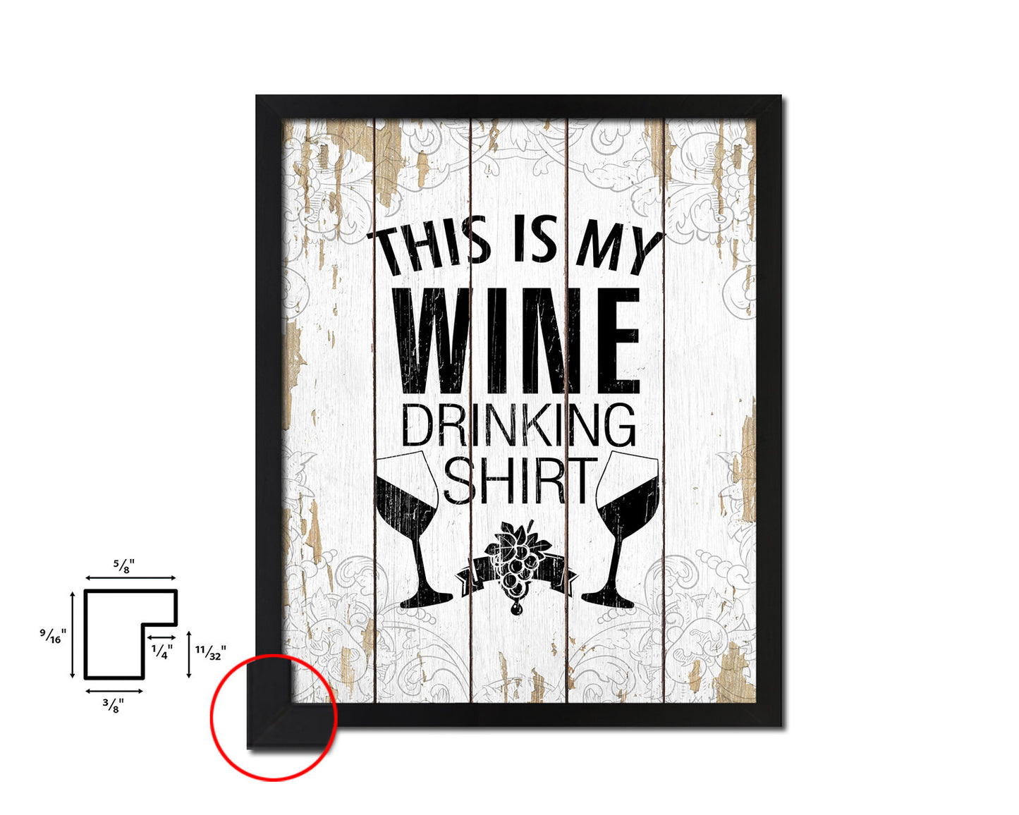 This is my wine drinking shirt Words Wood Framed Print Wall Decor Art Gifts