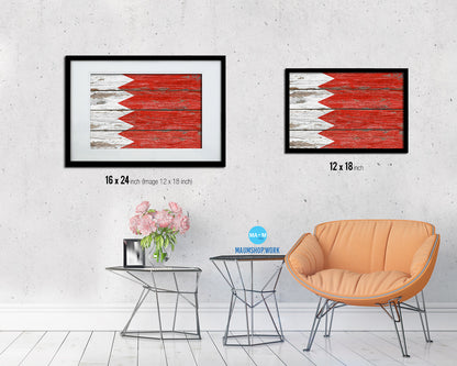 Bahrain Country Wood Rustic National Flag Wood Framed Print Wall Art Decor Gifts