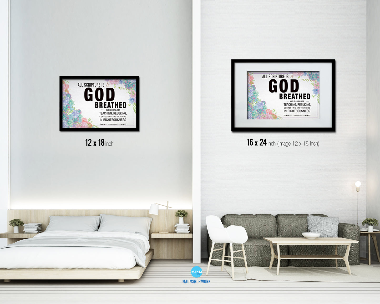 All scripture is God breathed and is useful for teaching Quote Framed Art