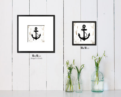 Anchor Nautical Wood Framed Gifts Ocean Beach Fishing Home Decor Wall Art Prints