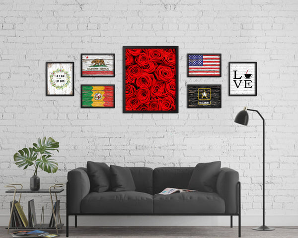 Roses Red Flower Wood Framed Paper Print Wall Decor Art Gifts