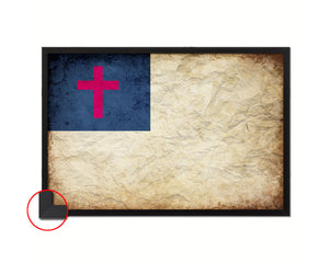 Kayso Christian Religious Vintage Military Flag Framed Print Sign Decor Wall Art Gifts