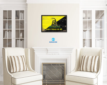 Don't Tread on Me Shabby Chic Military Flag Framed Print Decor Wall Art Gifts
