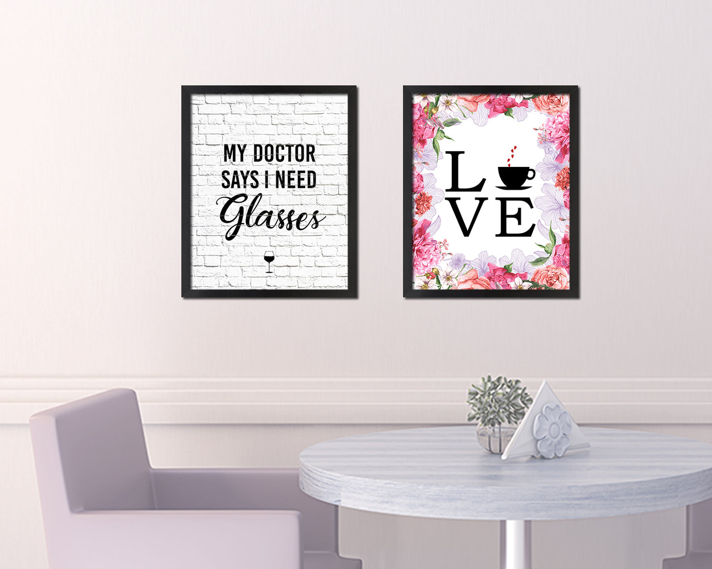 My doctor says I need glasses Words Wood Framed Print Wall Decor Art Gifts