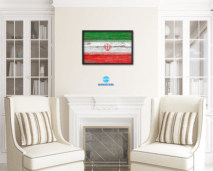 Iran Country Wood Rustic National Flag Wood Framed Print Wall Art Decor Gifts