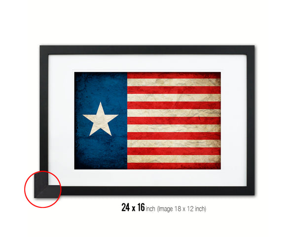 Texas Navy Texan Revolution 1838-1846 Naval Jack Vintage Military Flag Framed Print Art