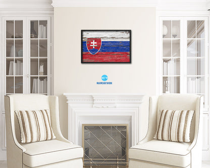 Slovakia Country Wood Rustic National Flag Wood Framed Print Wall Art Decor Gifts