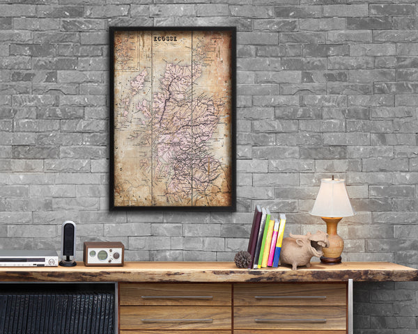 Scotland Antique Map Wood Framed Print Art Wall Decor Gifts