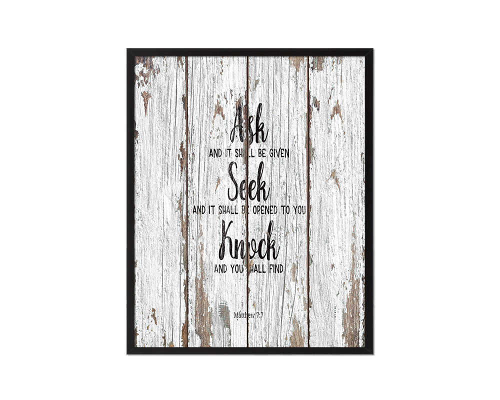 Seek and You Shall Find, Matthew 7:7 Quote Framed Print Home Decor Wall Art Gifts