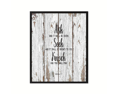 Seek and You Shall Find, Matthew 7:7 Quote Framed Print Home Decor Wall Art Gifts