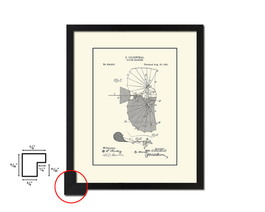 Flying Machine Airplane Vintage Patent Artwork Black Frame Print Wall Art Decor Gifts