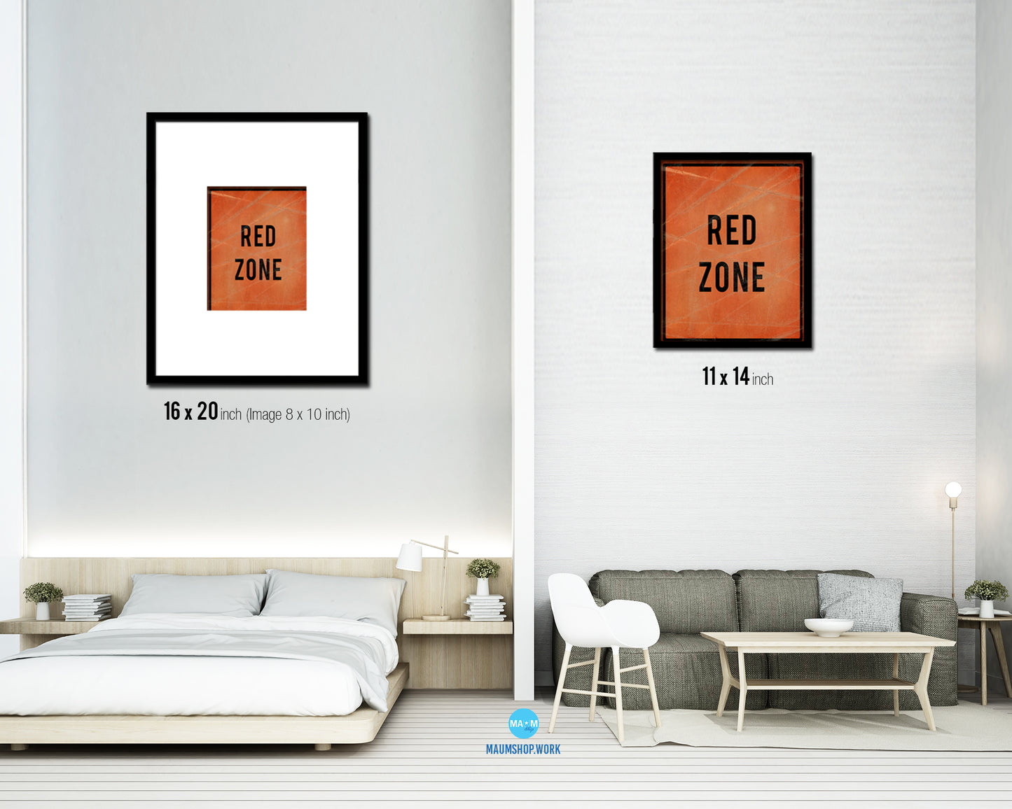 Red Zone Notice Danger Sign Framed Print Home Decor Wall Art Gifts