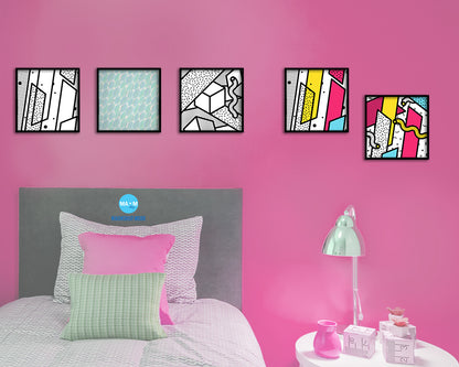 Abstract Aqua Artwork Wood Frame Gifts Modern Wall Decor Art Prints
