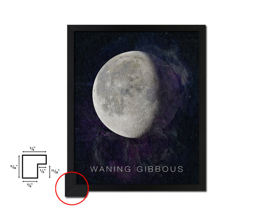 Waning Gibbous Lunar Phases Moon Watercolor Nursery Framed Prints Home Decor Wall Art Gifts