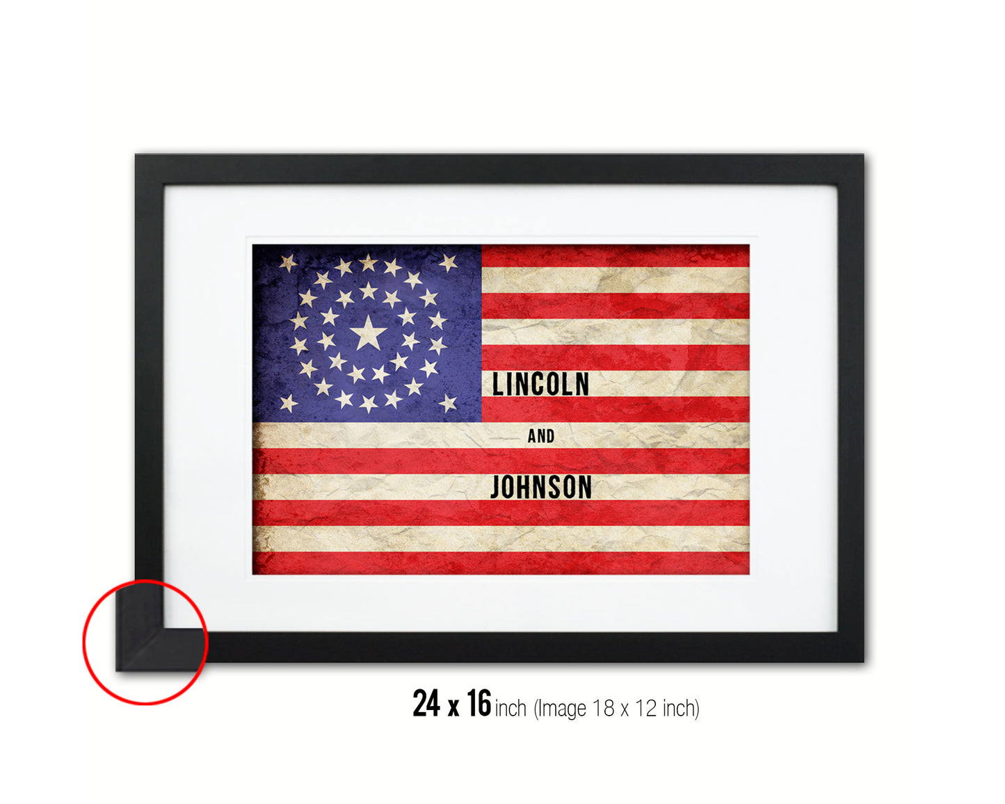 34 Stars Civil War Vintage Military Flag Framed Print Sign Decor Wall Art Gifts