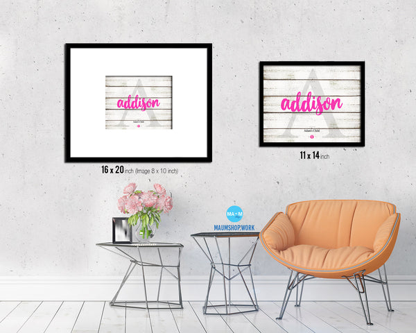 Addison Personalized Biblical Name Plate Art Framed Print Kids Baby Room Wall Decor Gifts
