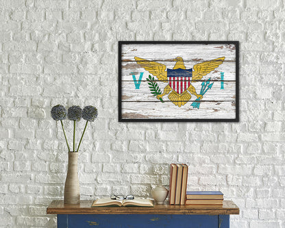 Virgin Islands Country Wood Rustic National Flag Wood Framed Print Wall Art Decor Gifts