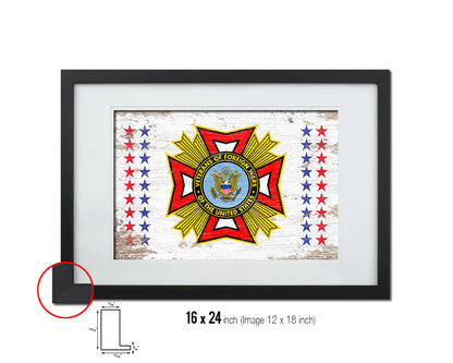 VFW Veterans of Foreign Wars Shabby Chic Military Flag Framed Print Decor Wall Art Gifts