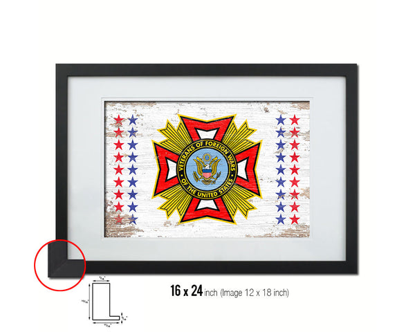 VFW Veterans of Foreign Wars Shabby Chic Military Flag Framed Print Decor Wall Art Gifts