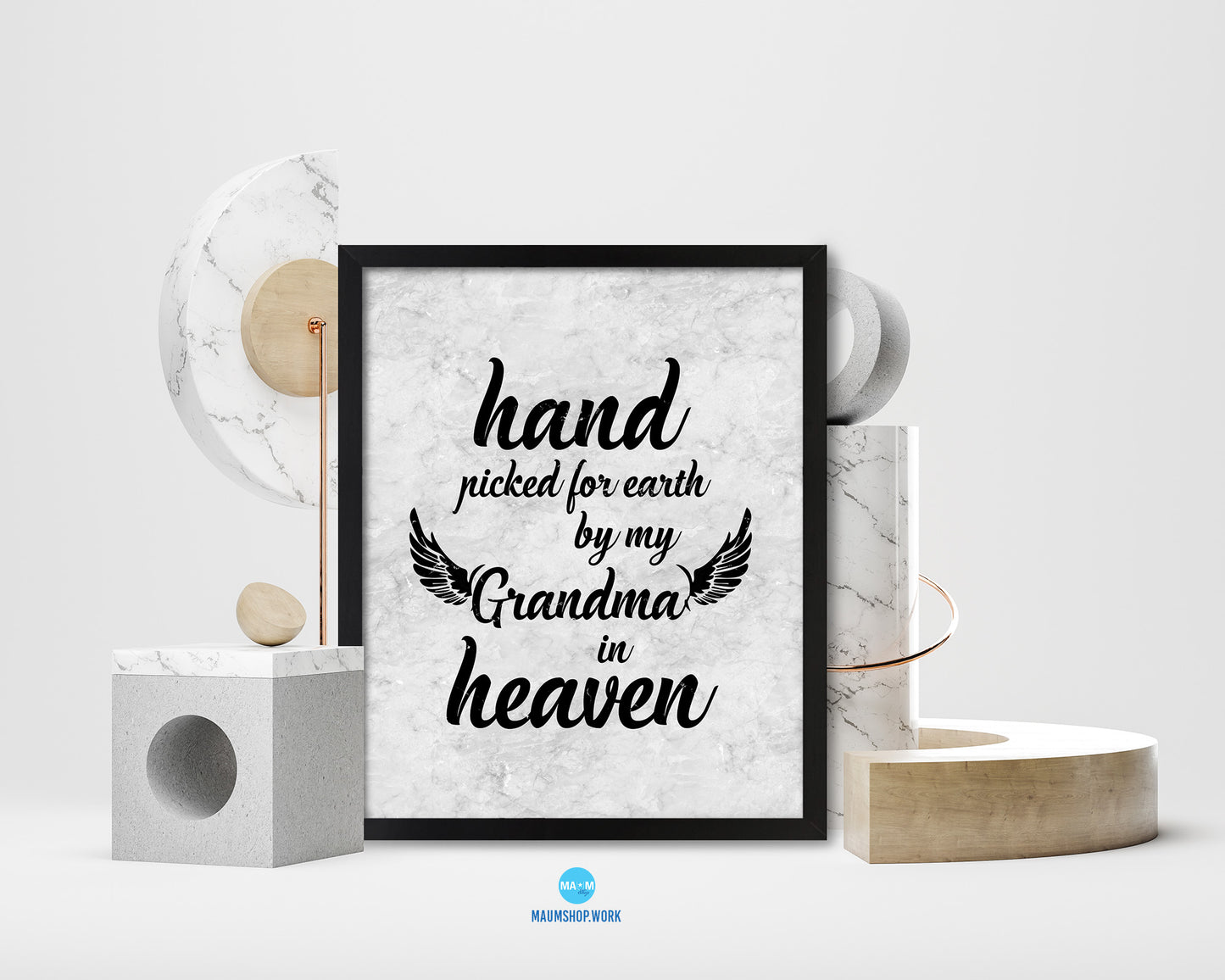 Hand picked for earth by our grandma in heaven Nursery Quote Framed Print Wall Art Decor Gifts