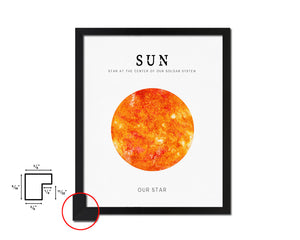 Sun Planet Prints Watercolor Solar System Wood Framed Paper Print Wall Art Decor Gifts