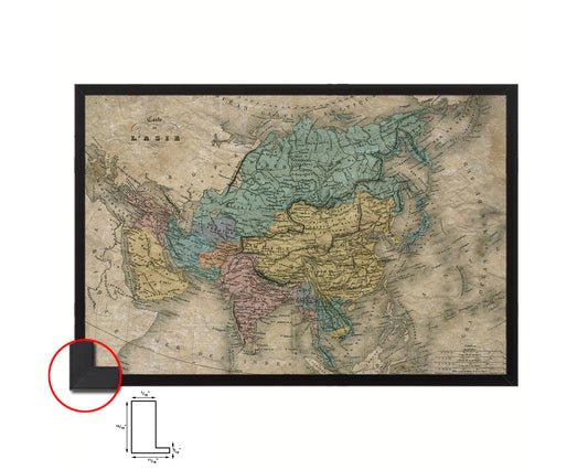 Asia 1860 Historical Map Framed Print Art Wall Decor Gifts