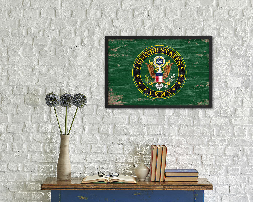 US Army House Shabby Chic Military Flag Framed Print Decor Wall Art Gifts
