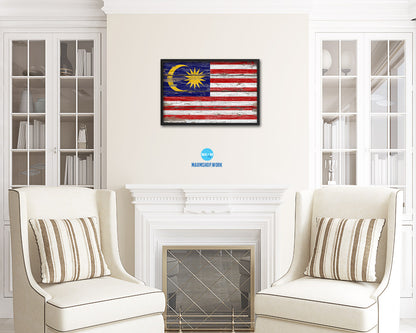 Malaysia Country Wood Rustic National Flag Wood Framed Print Wall Art Decor Gifts
