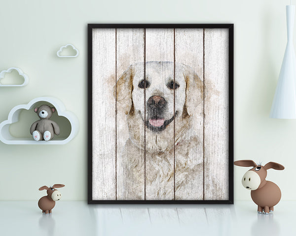 Golden Retriever Dog Puppy Portrait Framed Print Pet Watercolor Wall Decor Art Gifts